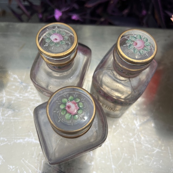 VTG Ammonia, Listerine, and Toilet Water Floral Vanity Bottles - Picture 7 of 12